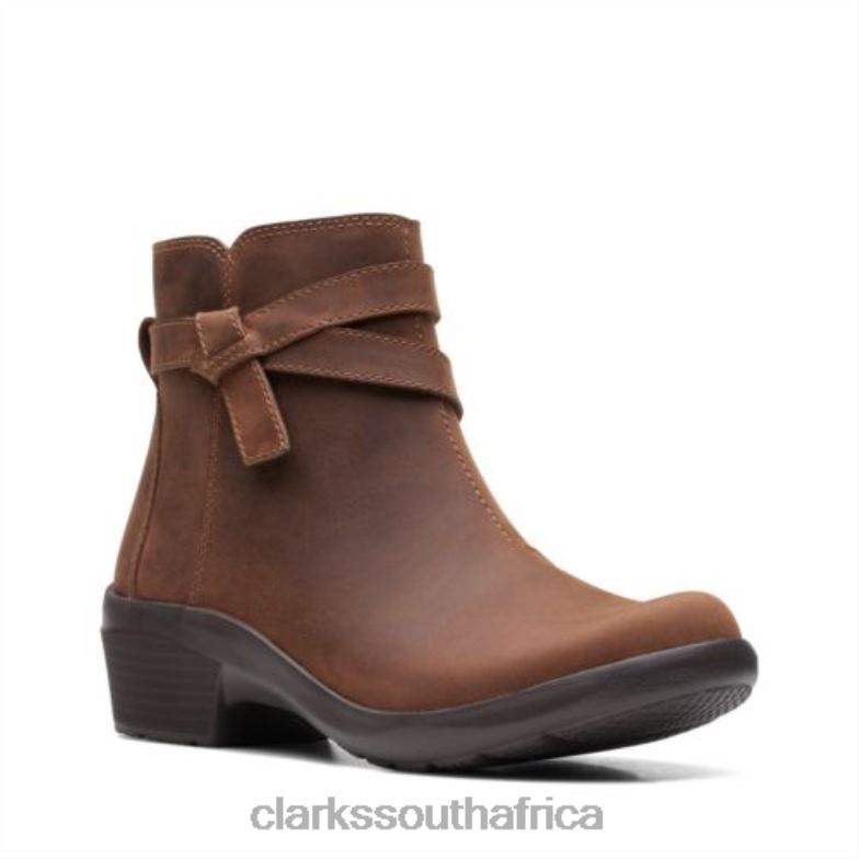 Angie Spice Dark Tan Leather Clarks 840404150 Unisex Clarks Dark Tan Leather