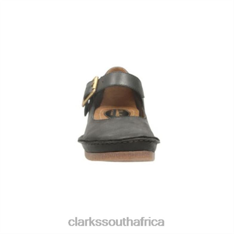 Black Leather Clarks Janey June 840404067 Unisex Clarks Black Leather