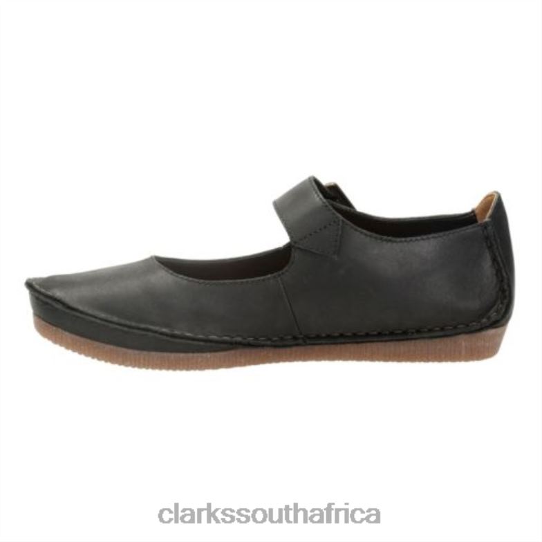 Black Leather Clarks Janey June 840404067 Unisex Clarks Black Leather