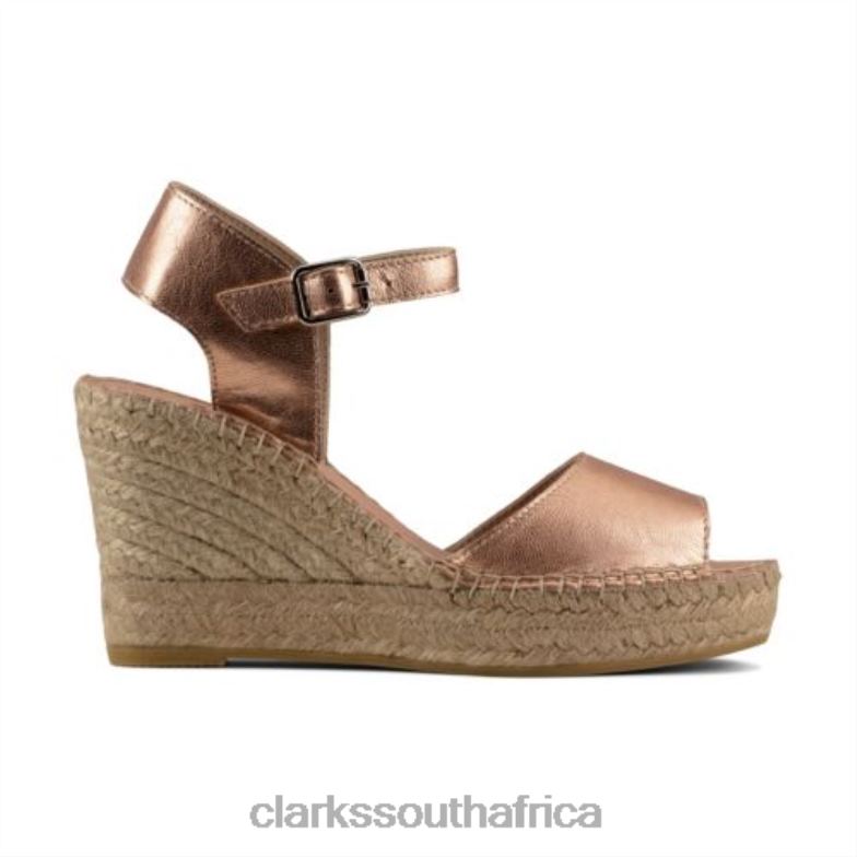 Clarks Rose Gold Metallic Leather Pollensa Sand 840404273 Unisex Clarks Rose Gold Metallic Leather