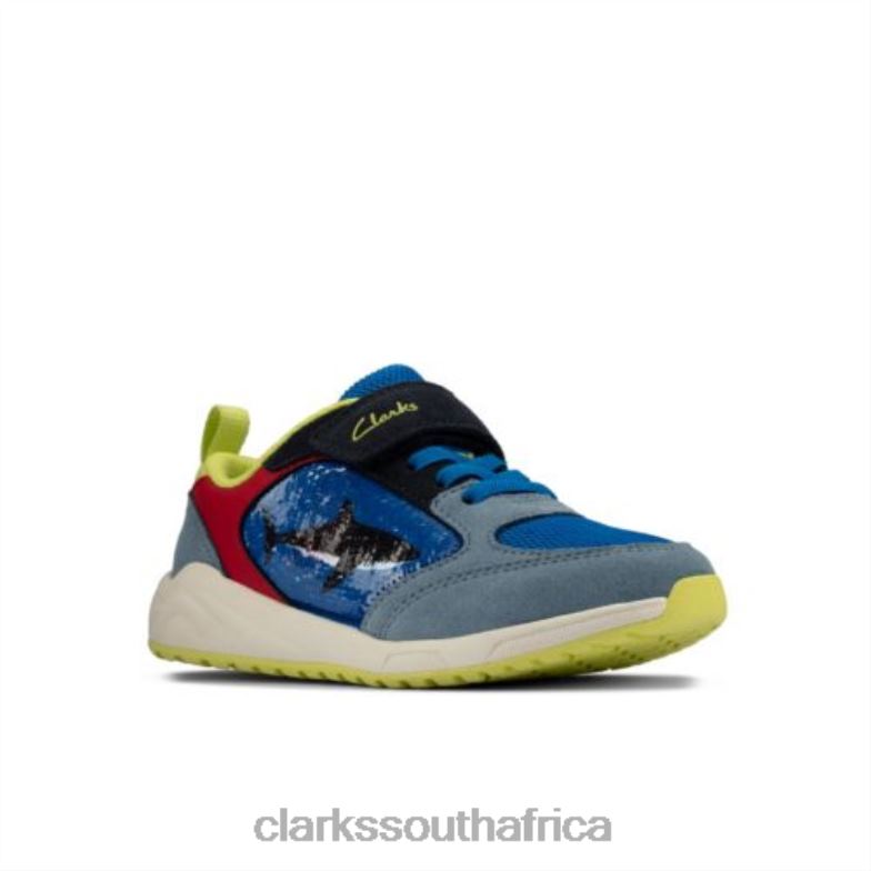 Aeon Flex Jnr F Fit Clarks Bright Blue Combi 840404957 Unisex Clarks Bright Blue Combi