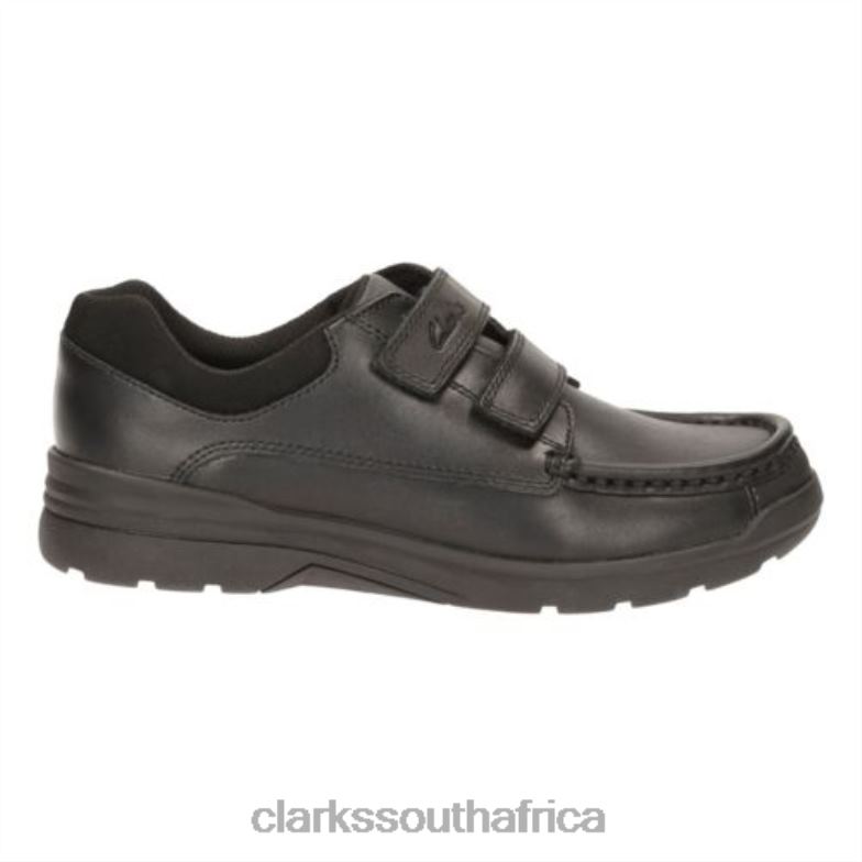 Black Leather Clarks Obie Play Jnr G Fit 840404995 Unisex Clarks Black Leather