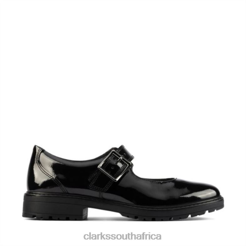 Black Patent Clarks Loxham Walk Youth Black Patent 840405872 Unisex Clarks Black Patent