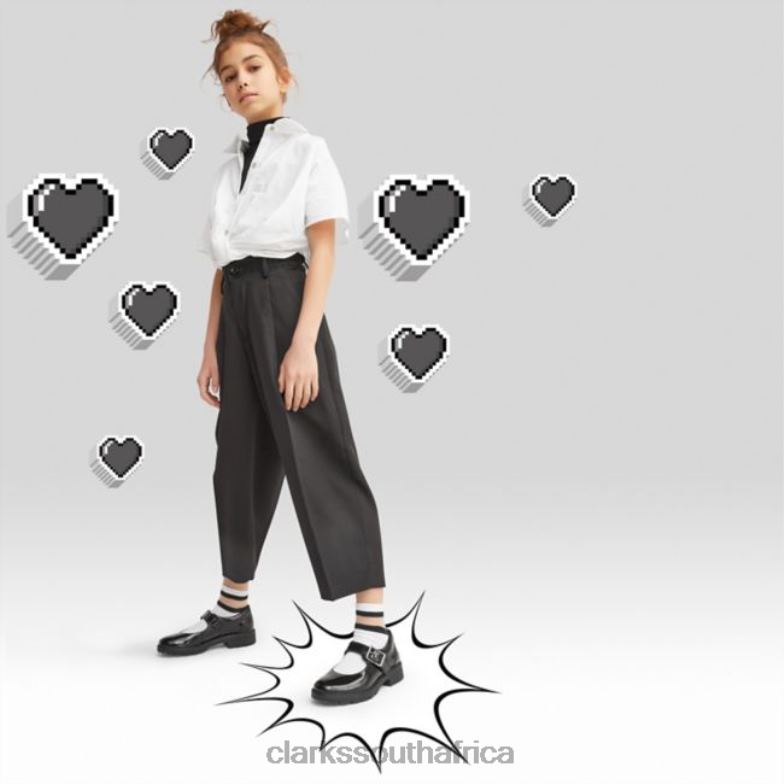 Black Patent Clarks Loxham Walk Youth Black Patent 840405872 Unisex Clarks Black Patent