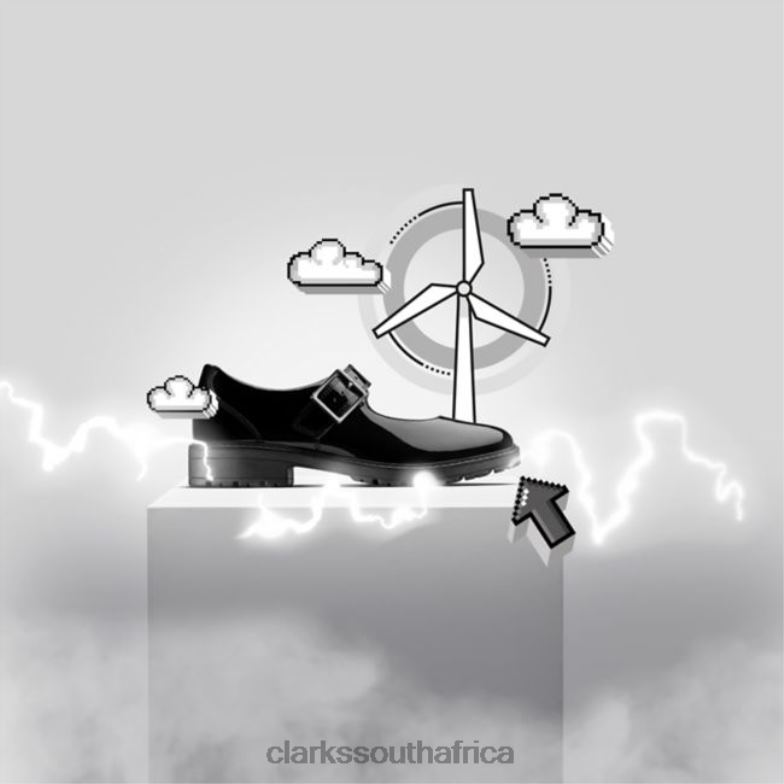 Black Patent Clarks Loxham Walk Youth Black Patent 840405872 Unisex Clarks Black Patent