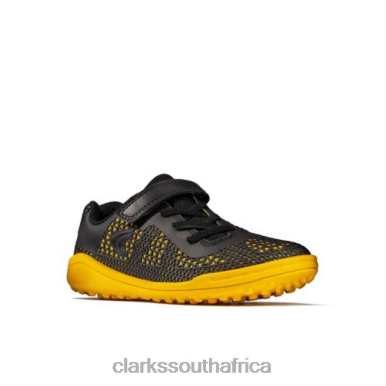 Black/Yel Low Award Swift Jnr F Fit Clarks 840404940 Unisex Clarks Black/Yellow