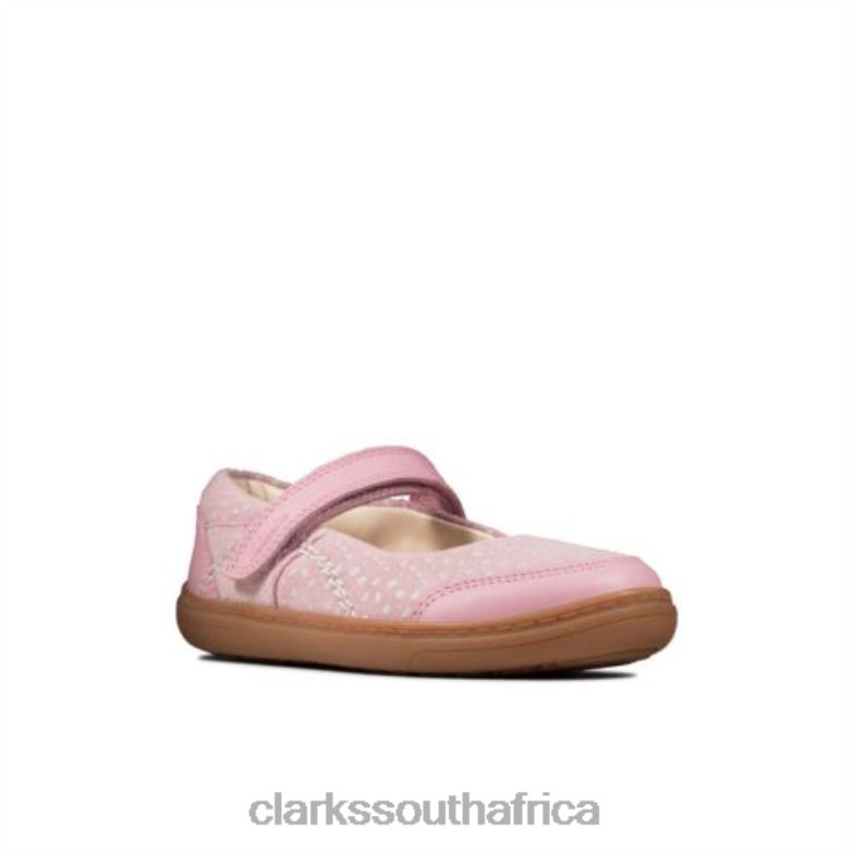 Clarks Dusty Pink Leather Flash Stripe Inf F Fit 840404681 Unisex Clarks Dusty Pink Leather