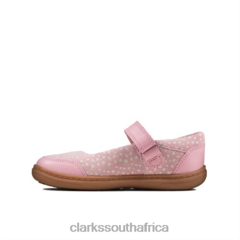 Clarks Dusty Pink Leather Flash Stripe Inf F Fit 840404681 Unisex Clarks Dusty Pink Leather
