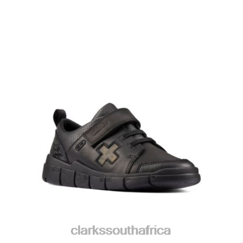 Clarks Encode Flash Jnr G Fit Black Leather 840404946 Unisex Clarks Black Leather