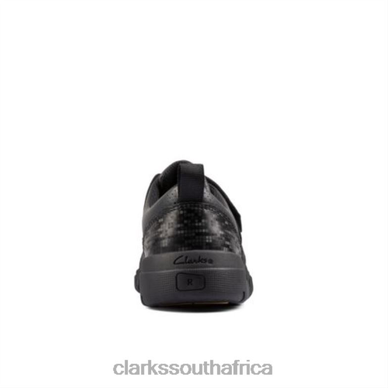 Clarks Encode Flash Jnr G Fit Black Leather 840404946 Unisex Clarks Black Leather