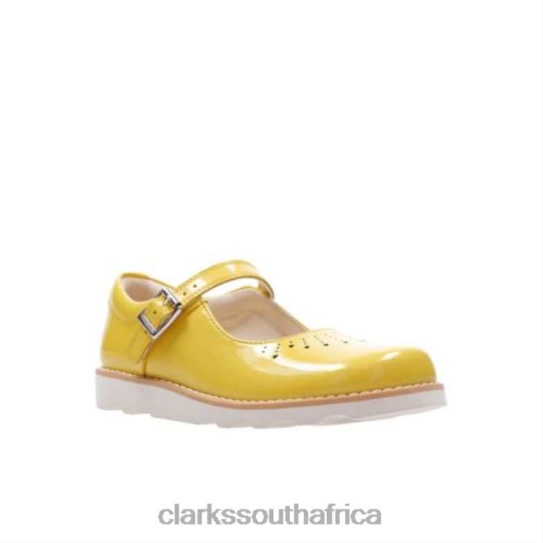 Crown Jump Jnr F Fit Yel Low Patent Clarks 840404742 Unisex Clarks Yellow Patent