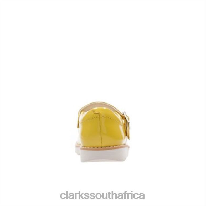 Crown Jump Jnr F Fit Yel Low Patent Clarks 840404742 Unisex Clarks Yellow Patent