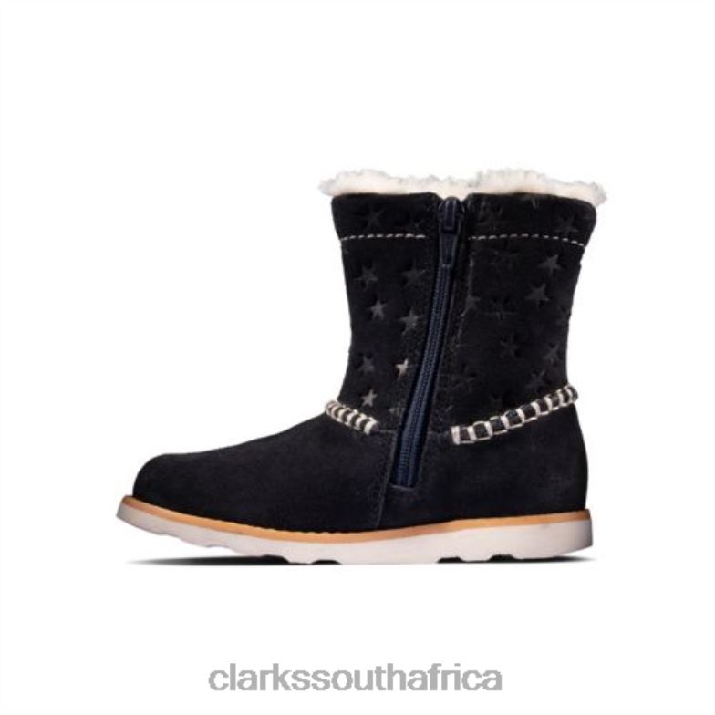 Crown Piper Inf G Fit Navy Suede Clarks 840404574 Unisex Clarks Navy Suede