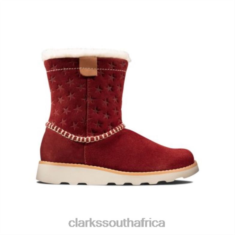 Dark Red Suede Clarks Crown Piper Inf F Fit 840404584 Unisex Clarks Dark Red Suede