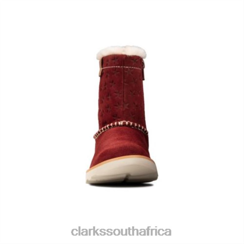 Dark Red Suede Clarks Crown Piper Inf F Fit 840404584 Unisex Clarks Dark Red Suede