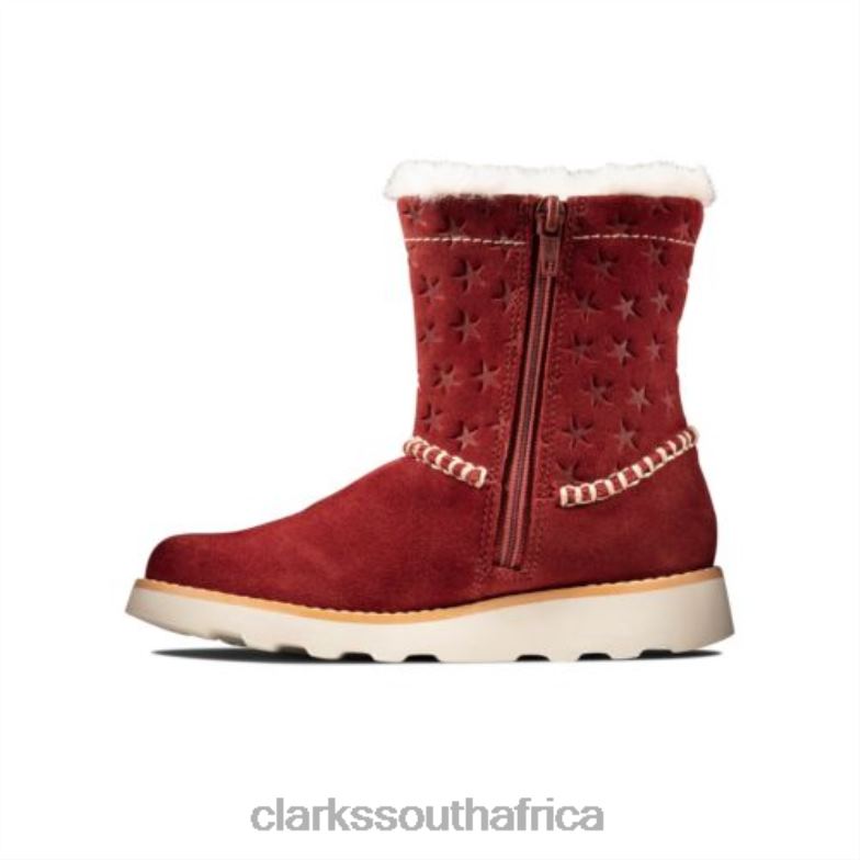 Dark Red Suede Clarks Crown Piper Inf F Fit 840404584 Unisex Clarks Dark Red Suede