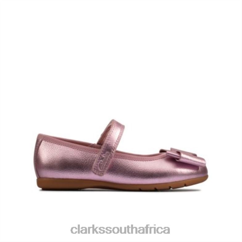 Pink Leather Clarks Dance Bow Inf G Fit 840404675 Unisex Clarks Pink Leather