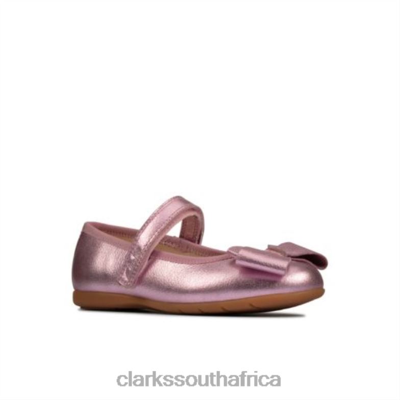 Pink Leather Clarks Dance Bow Inf G Fit 840404675 Unisex Clarks Pink Leather