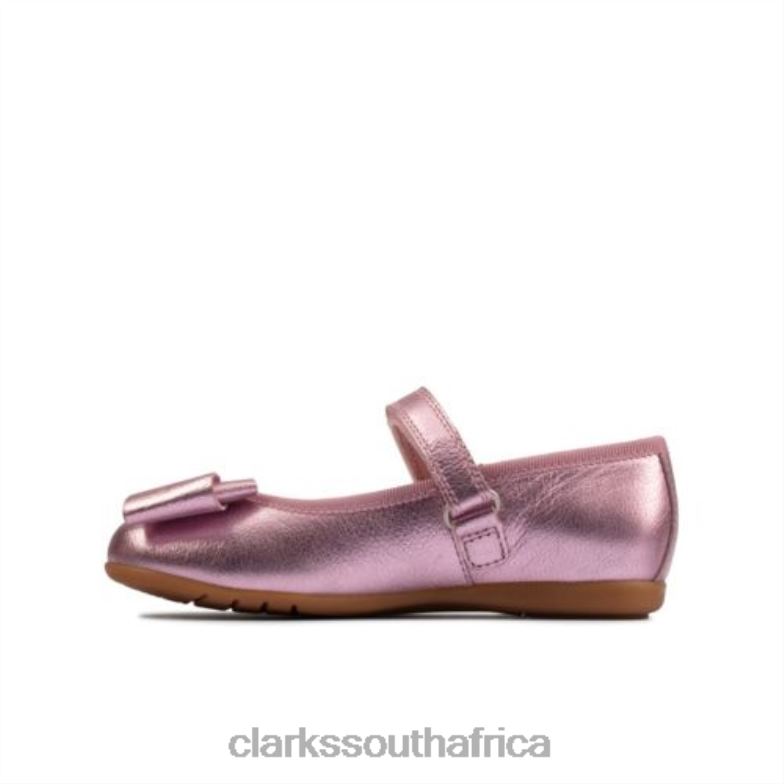 Pink Leather Clarks Dance Bow Inf G Fit 840404675 Unisex Clarks Pink Leather
