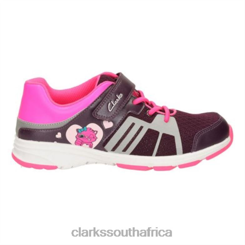 Purple Clarks Reflect Glo Jnr F Fit 840404760 Unisex Clarks Purple