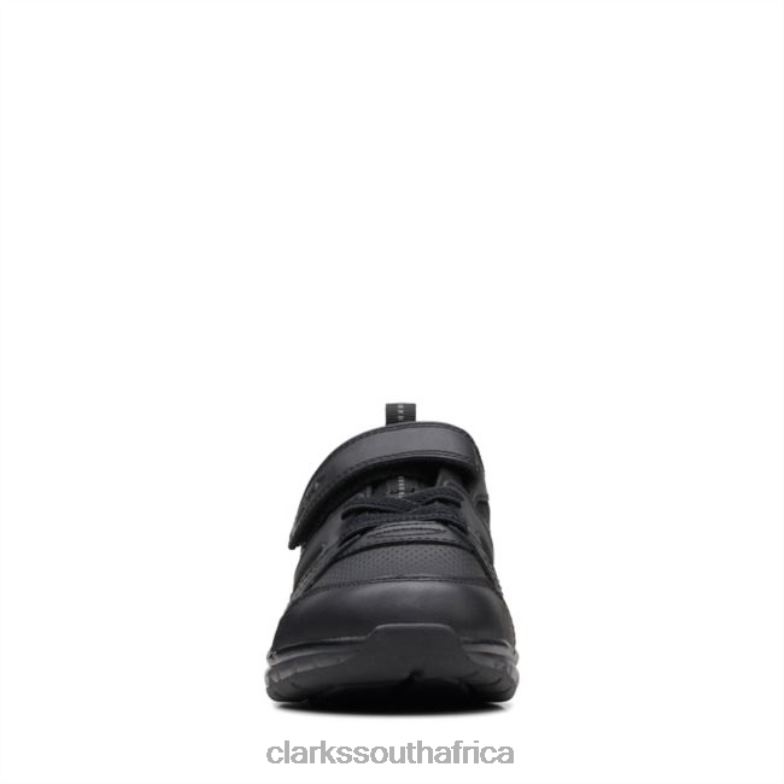 Spark Beam Kid Black Leather Black Leather Clarks 840405966 Unisex Clarks Black Leather