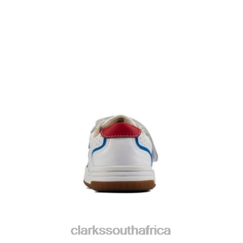 White Leather Fawn Solo Jnr F Fit Clarks 840404956 Unisex Clarks White Leather