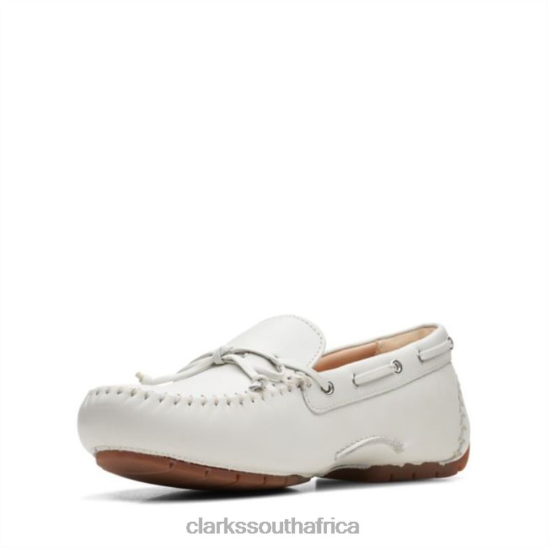 C Mocc Tie White Leather White Leather Clarks 840406542 Unisex Clarks White Leather