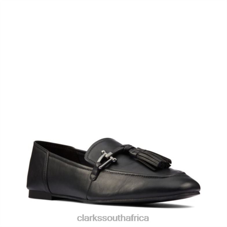 Clarks Black Leather Pure 2 Tassel Black Leather 840406465 Unisex Clarks Black Leather