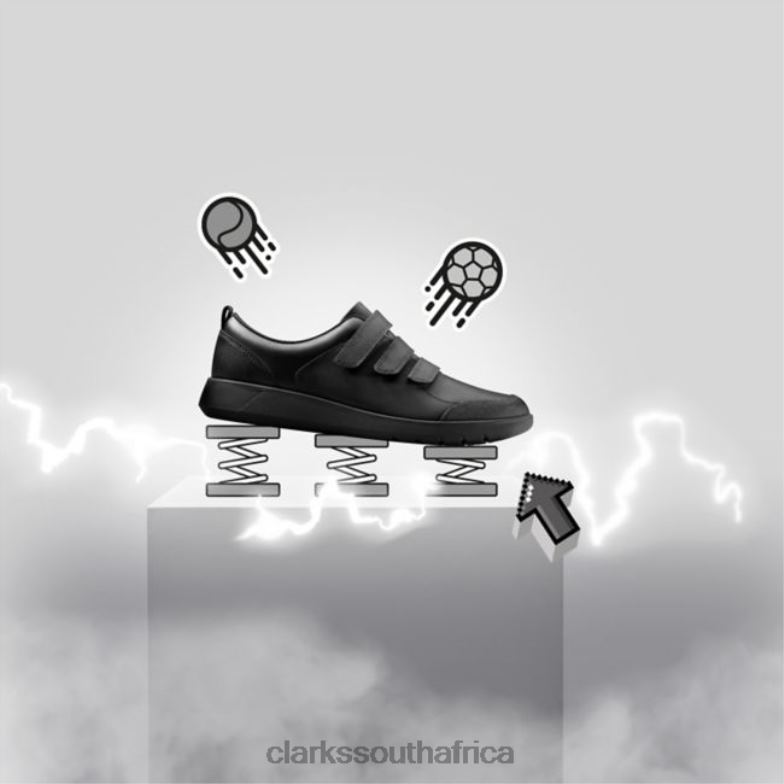 Scape Sky Youth Black Leather Clarks Black Leather 840405831 Kids Clarks Black Leather