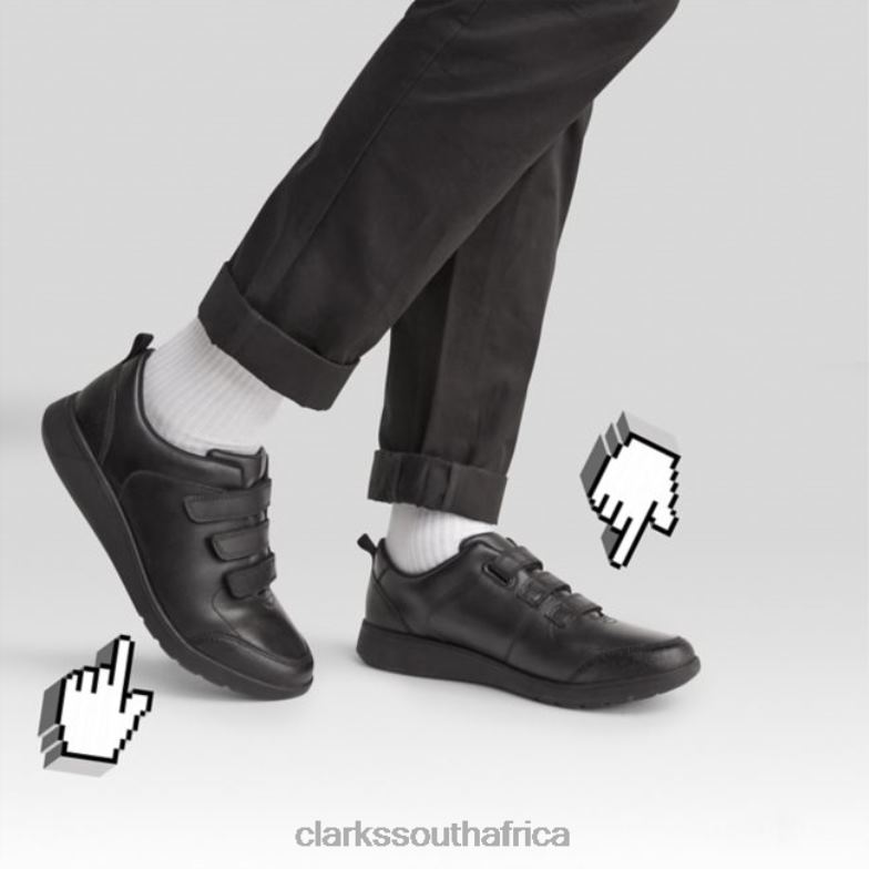 Scape Sky Youth Black Leather Clarks Black Leather 840405831 Kids Clarks Black Leather