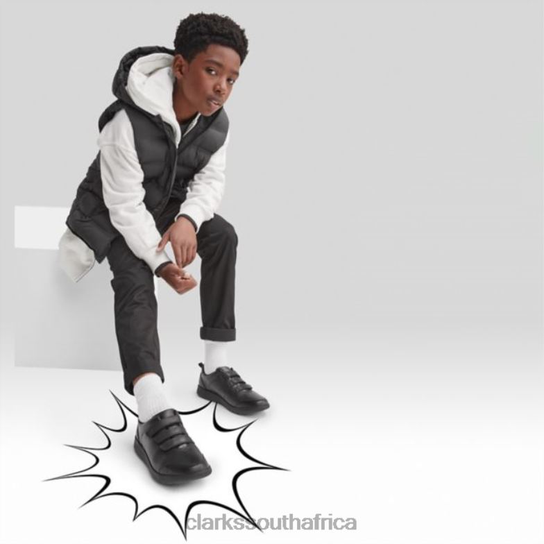 Scape Sky Youth Black Leather Clarks Black Leather 840405831 Kids Clarks Black Leather