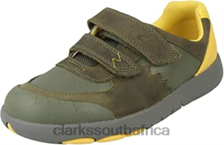 Khaki Combi Green Clarks Boys Casual Shoes 'Rex Quest K' 840401587 Kids Clarks Khaki Combi Green