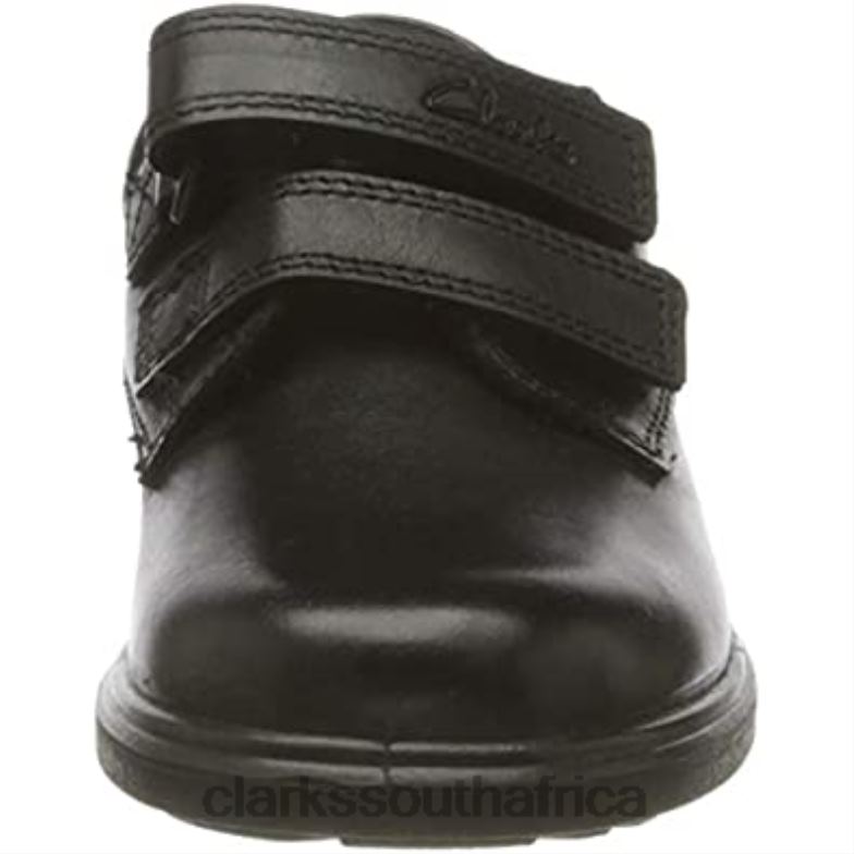 Black Clarks Boy's Remi Pace T Wide Fit School Uniform Shoes 84040152 Kids Clarks Black Leather
