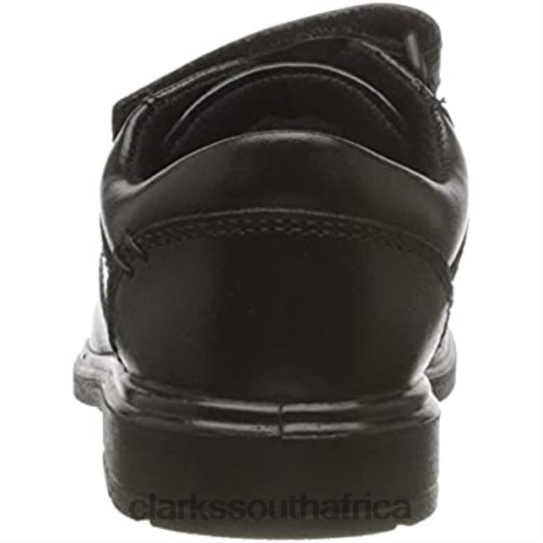 Black Clarks Boy's Remi Pace T Wide Fit School Uniform Shoes 84040152 Kids Clarks Black Leather