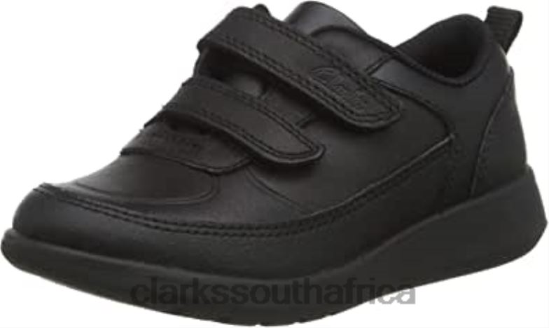 Black Clarks Boy's Scape Flare T Wide Fit School Uniform Shoes 84040931 Kids Clarks Black Leather
