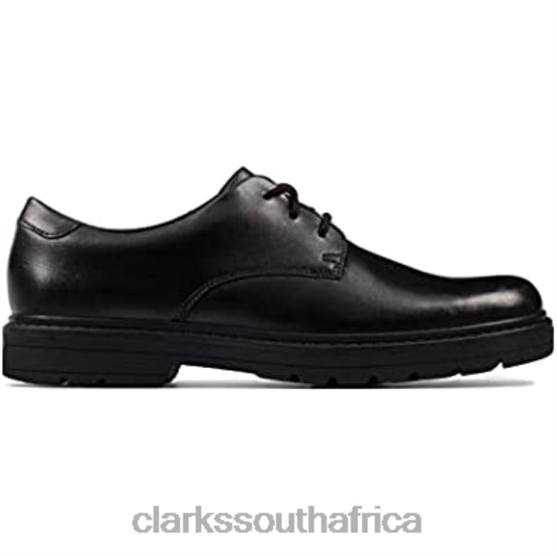 Black Clarks Loxham Derby Y Boys Senior School Shoes 840402051 Kids Clarks Black