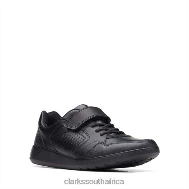 Scape Bright Youth Black Leather Black Leather Clarks 840405942 Kids Clarks Black Leather