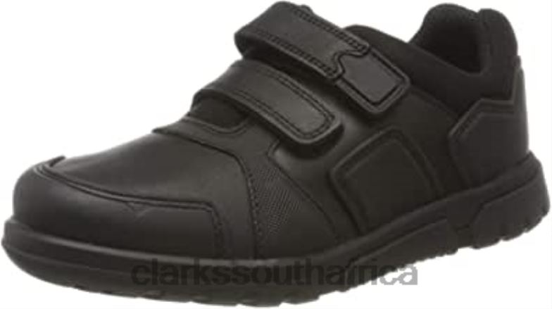 Black Leather Clarks Blake Street Boy's Low-Top Sneakers 84040811 Kids Clarks Black Leather