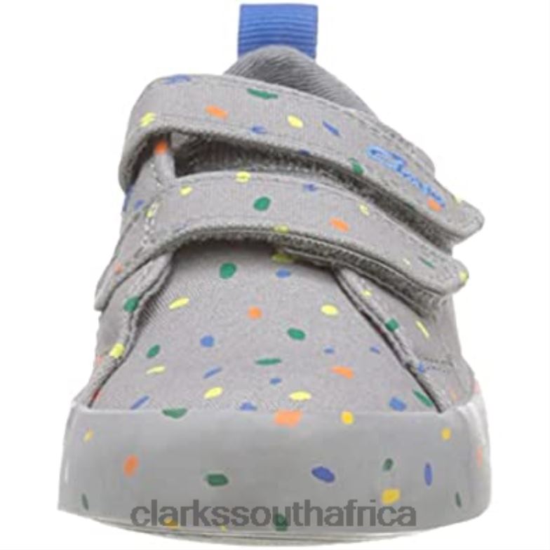 Grey Canvas Clarks Boy's Foxing Print T Sneaker 84040227 Kids Clarks Grey Canvas