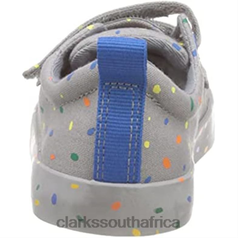 Grey Canvas Clarks Boy's Foxing Print T Sneaker 84040227 Kids Clarks Grey Canvas