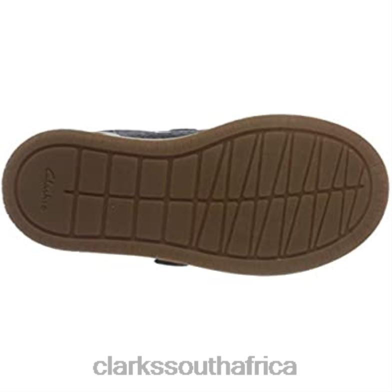 Navy Leather Clarks Boy's Fawn Solo T Sneaker 840402691 Kids Clarks Navy Leather