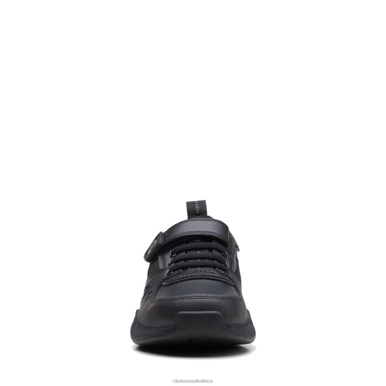 Black Leather Clarks Grip Trade O 840403824 Kids Clarks Black Leather