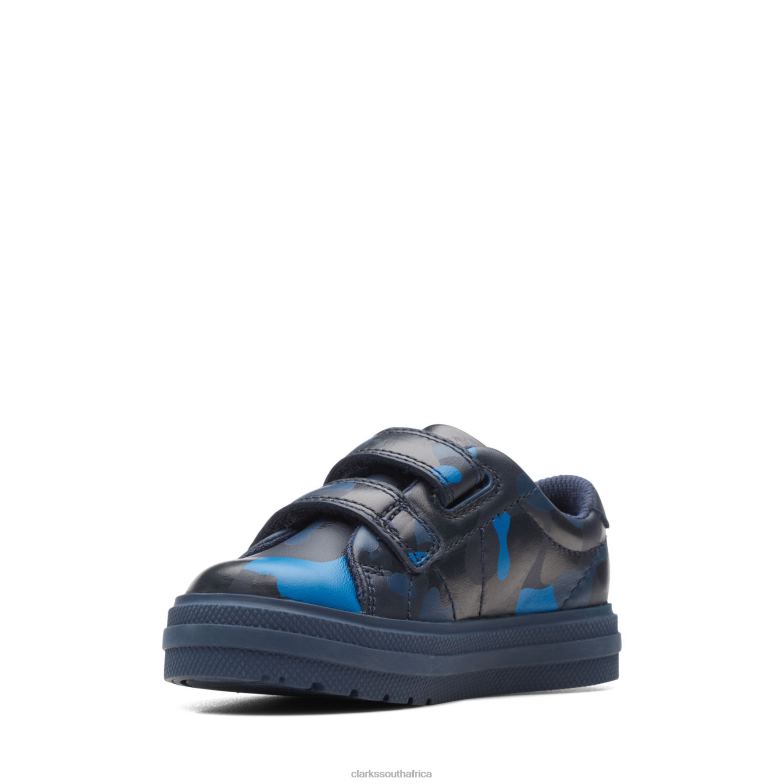 Navy Camo Clarks Nova Early T 840403835 Kids Clarks Navy Camo