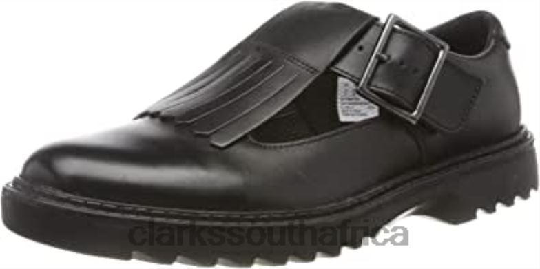 Black Clarks Girl's Asher Verve Y Ballet Flats 84040800 Kids Clarks Black Leather Black Leather