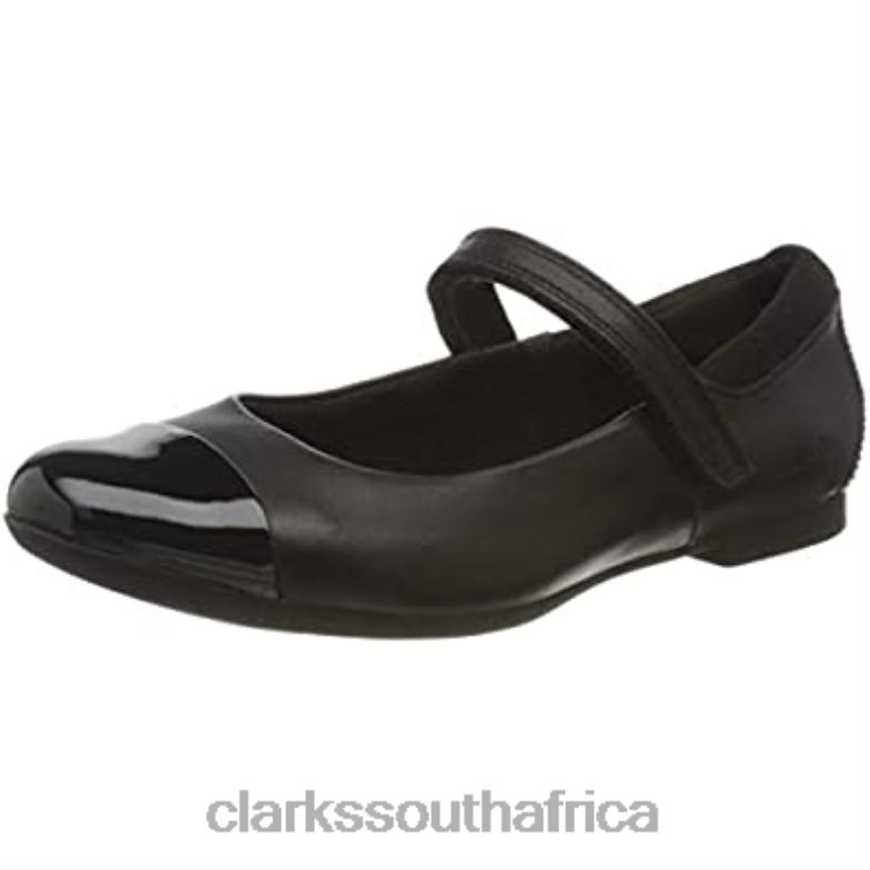 Black Clarks Girl's Scala Gem K Ballet Flats 84040875 Kids Clarks Black Leather Black Leather