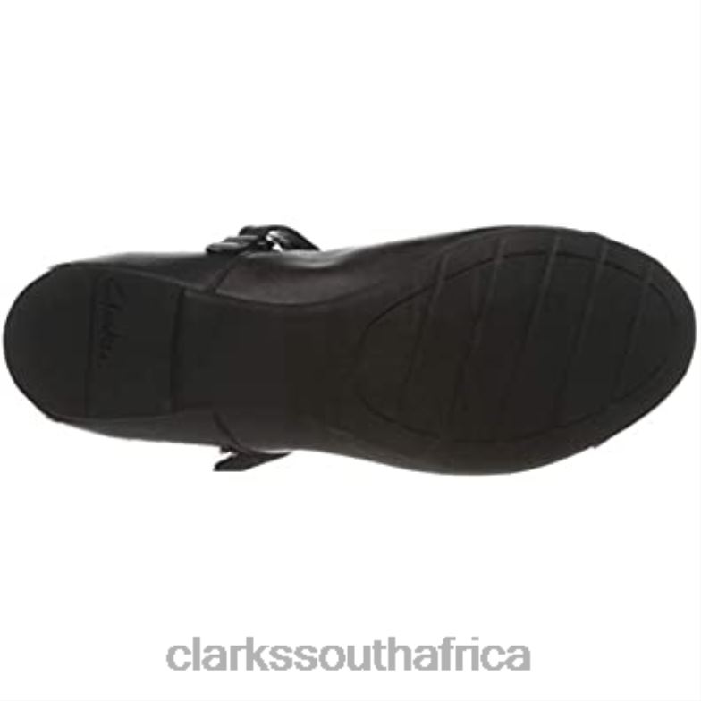 Black Clarks Girl's Scala Gem K Ballet Flats 84040875 Kids Clarks Black Leather Black Leather