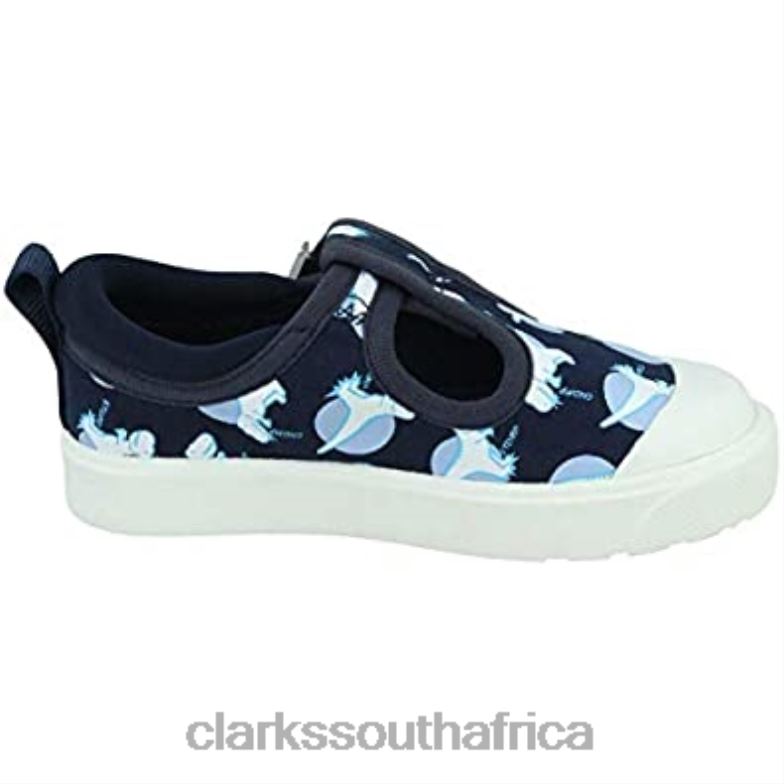 Clarks Blue Navy Interest Navy Interest Girl's City Dance T Ballet Flats 840401777 Kids Clarks Blue Navy Interest Navy Interest