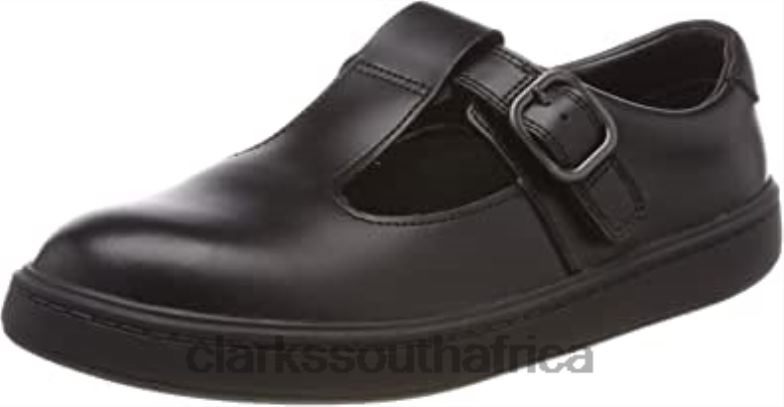 Clarks Girl's Street Soar K Ballet Flats Black 84040498 Kids Clarks Black Leather