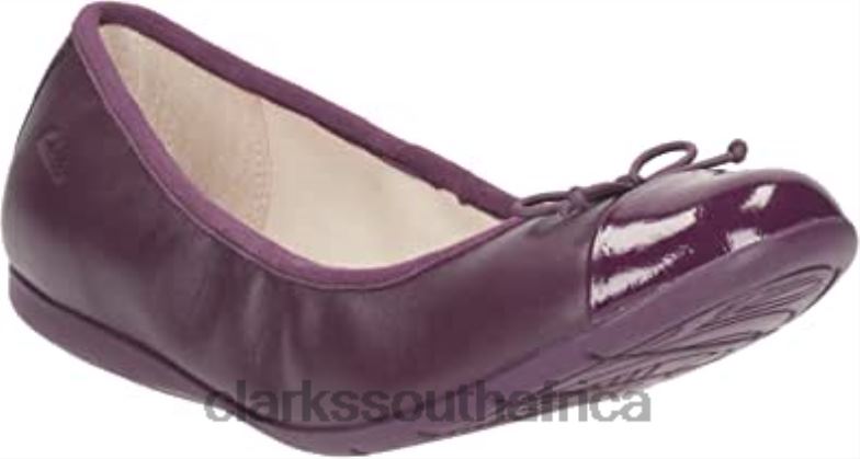 Clarks Purple Dance Puff Jnr Girls Leather Shoes 840402041 Kids Clarks Purple