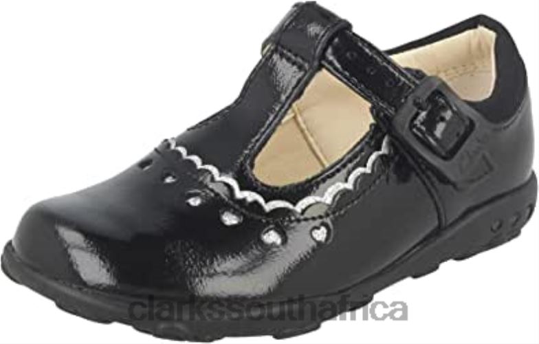 Black Patent Clarks Ella Alice Girls First Shoes 84040539 Kids Clarks Black Patent